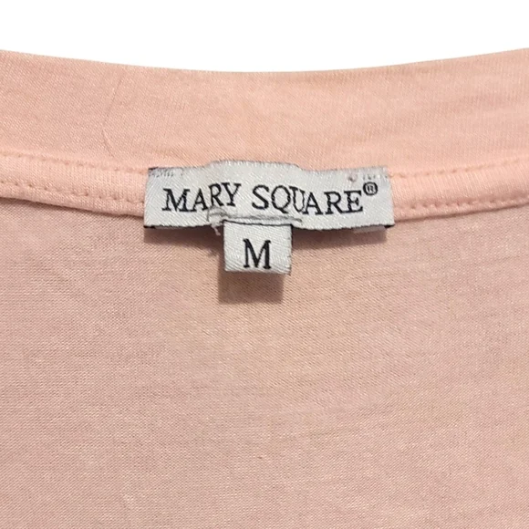 Mary Square Glitter/Champagne Pink Graphic V-Neck T-Shirt - Picture 3 of 5
